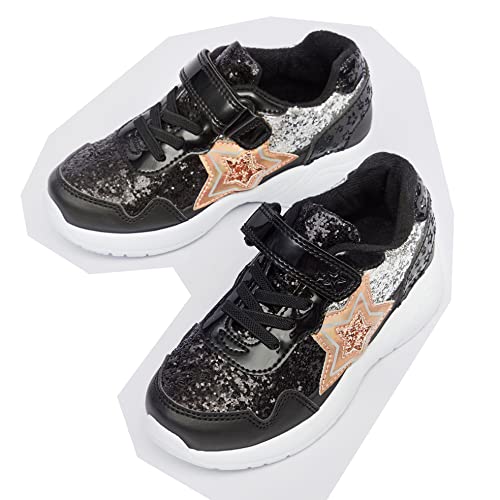 HTUK® Zapatillas de moda Carne Star para niñas, ligeras, transpirables, antideslizantes, informales, para niñas, talla 8-2, negro plateado, 32 EU Cover