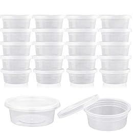 Augshy 40 Pack 2oz Small Slime Containers With Lids, Hawaiian Shaved Ice Mold Jello Shot Cups Condiment Containers Plastic Portion Cups with Lids for Salad Dressing Food Storage Containers