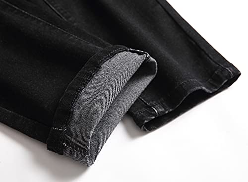 Boy's Black Skinny Fit Ripped Destroyed Distressed Stretch Fashion Denim Jeans Pants,Y051,16 - Thumbnail 7