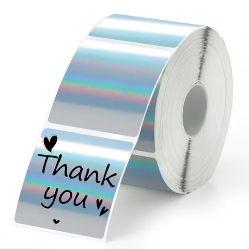 Étiquettes thermiques transparentes argent holographique 61x61 cm lot de 500 pour imprimante
