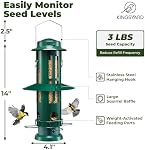 Kingsyard Squirrel Proof Bird Feeder with Removable Base, All Metal, Tube Bird Feeders for Outdoors Hanging, Easy to Clean & Refill, Dark Green