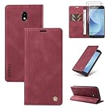 💯【Cuir PU de haute qualité】Chaque housse pour Samsung Galaxy J530/J5 2017 est soigneusement confectionné en cuir synthétique de qualité supérieure. Les coutures précises réalisées à la main lui confèrent un aspect luxueux, tandis que sa surface douce offre une sensation de confort.