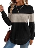 Fall Sweaters for Women Long Business Casual Plus Size Tops Black Beige 3X