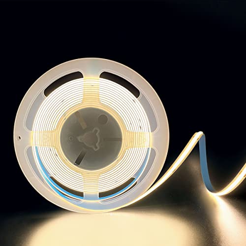 Hamrvl Cob Led Strip Lights White 3000K Dc12V,480Leds/M 16.4Ft,Super Bright Cri90 Flexible Led Tape 8Mm For Indoor Home Cabinet，Bedroom,Kitchen,Backlight Diy Lighting(Without Adapter) #TOP9