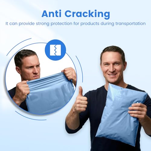 Image of Metronic Poly Mailers 12x15.5 50PC Shipping Bags for Clothing Light Blue | Medium Size Self-Seal Mailing Poly Bags Shipping Envelopes for Clothes, Durable Plastic Package Bags for Shipping Apparel