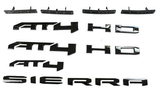 Juego de 10 emblemas negros Sierra 2500HD AT4 2024 y 3500HD, kit de insignias 86591513