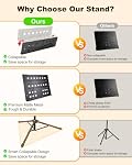 New bee Music Stand, support de partition pliable avec panneau triple & Sac de transport, réglable en hauteur jusqu'à 58.3" Porte-livres en métal pour la pose/la pose, performance professionnelle & Voyages