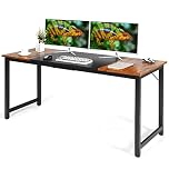 CASART Wooden Computer Desk, Industrial Laptop Table with Adjustable Footpads, Steel Frame Wide Desktop Writing Desks Computer Workstation for Home Office (160 x 60 x 75cm, Wide Desktop)