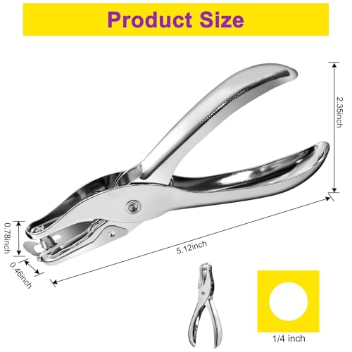 Decymis 2 Pieces Small Single Hole Punch, 1/4 Inch One Hole Paper Punch with 8 Sheet Capacity, Punch Accuracy, Hole Puncher Single for Crafts, Tags, and Tickets - Thumbnail 3