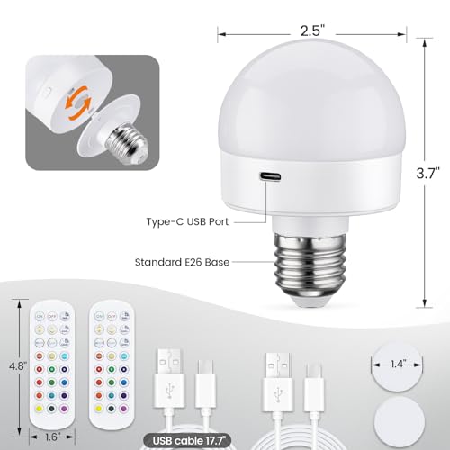SURAIELEC Lâmpadas Recarregáveis, Lâmpada de Bateria de Controle Remoto com Temporizador, Regulável,