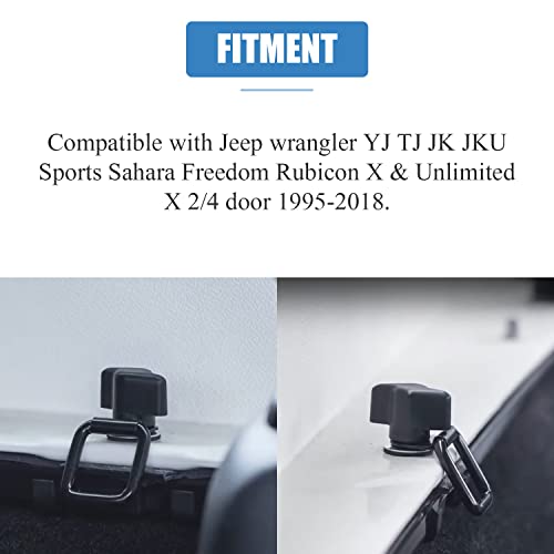 8Pcs/Set Hard Top Quick Removal Fastener Thumb Screw Kit Nut Tie Down D-Rings Anchors Compatible For Jeep Wrangler Yj Tj Jk Jku Sports Sahara Freedom Rubicon X & Unlimited X 2/4 Door 1995-2018 #TOP1