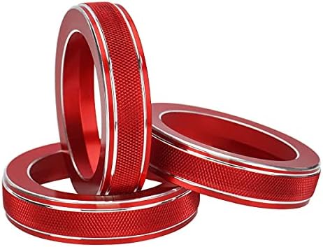 MARCHFA Air Conditioning Switch Cover Compatible for Evoque 2013-2018 Accessroies Switch Button Decoration Ring (Red)