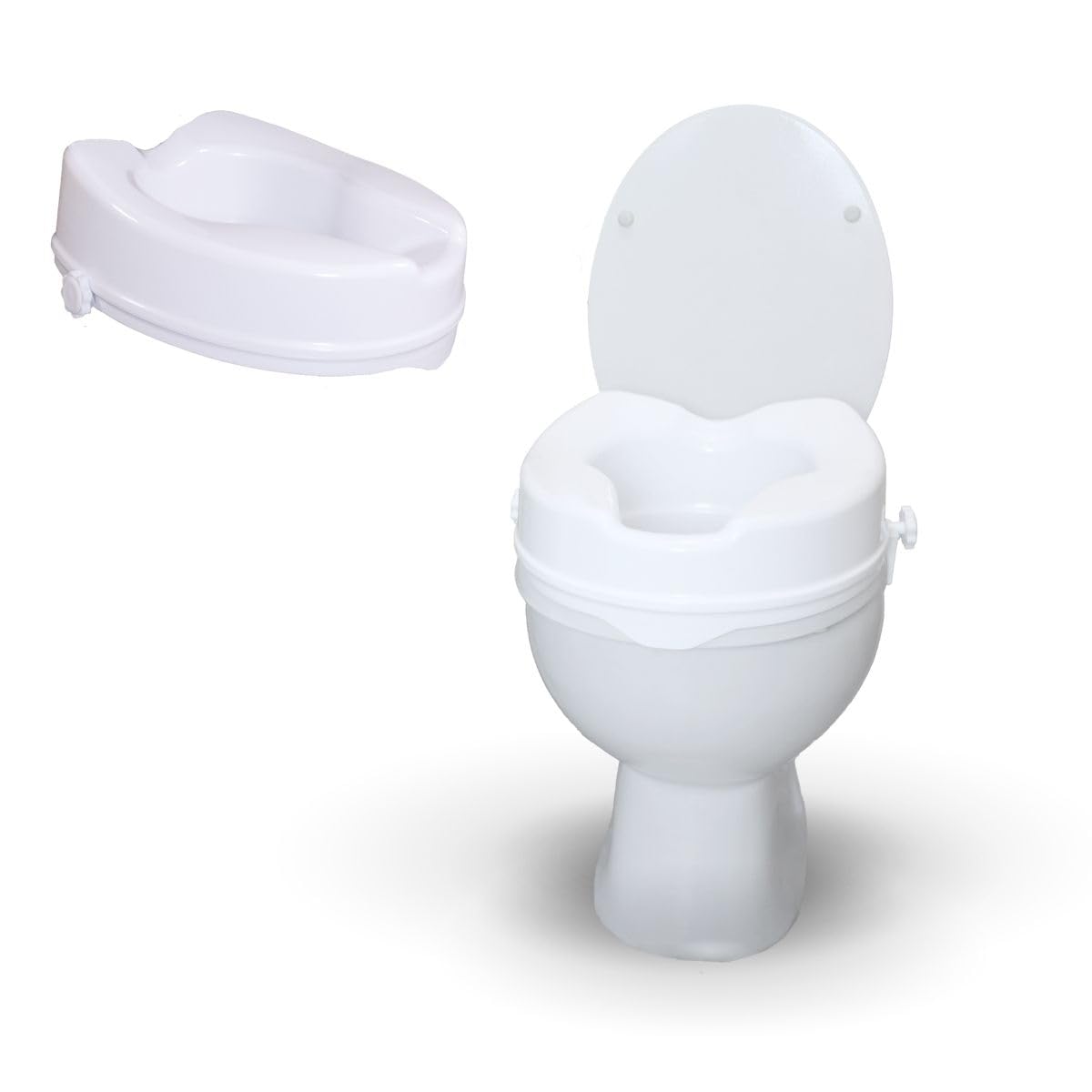 Mobiclinic, Rialzo WC per Anziani, Altezza 10 cm, Alza Water, Bidet, Disabili, Senza Coperchio, Ausili, Plastica, Regolabile, Bianco, Titán