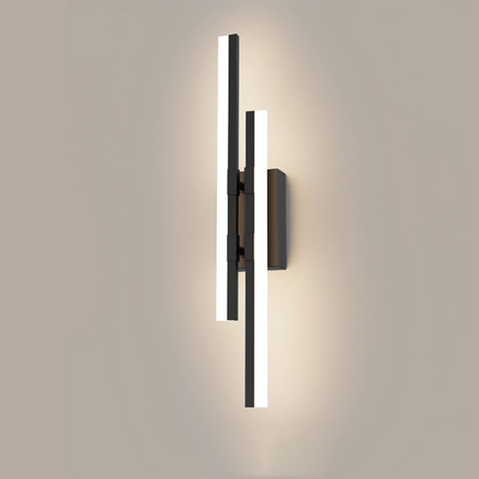 LIGKIN Modern Indoor LED Wall Light, 16W Wall Sconces Rectangular Black, 3000K Warm White Wall Mounted Simple Long Aluminium Wall Light, Wall Fixture for Bedroom Living Room Corridor Stairs, 65CM