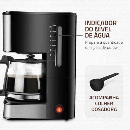 Cafeteira Elétrica Dolce Arome, Mondial, Preto/Inox, 550W, 110V - C-43-20X-SI