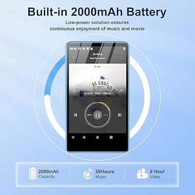مشغل موسيقى 80 جيجابايت ، مشغل MP4 MP3 مع بلوتوث وواي فاي مع مشغلات صوت رقمية بشاشة لمس IPS مقاس 4 بوصات ، مشغل M503 Pro Spotify مع موسيقى أمازون ، مسموع ، متصفح Chrome ، دعم يصل إلى 512 جيجابايت أزرق