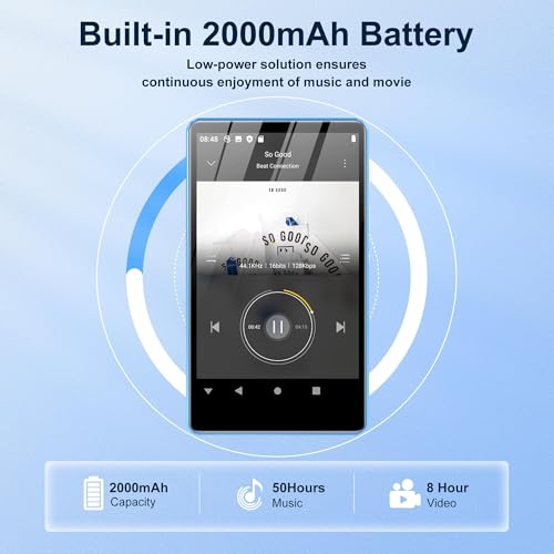 Image of 80GB Music Player, MP4 MP3 Player with Bluetooth and WiFi with 4-inch IPS Touch Screen Digital Audio Players, M503 Pro Spotify Player with Amazon Music, Audible, Chrome Browser, Support Up 512GB Blue