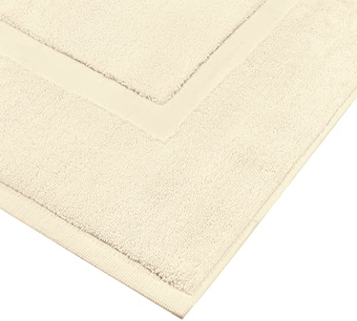 Utopia Towels Cotton Banded Rug, Bath Mats, Not a Bathroom Rug, 21 by 34 Inches, 100% Ring Spun Cotton, Highly Absorbent Shower Bathroom Floor Mat, Ivory, 2 Pack