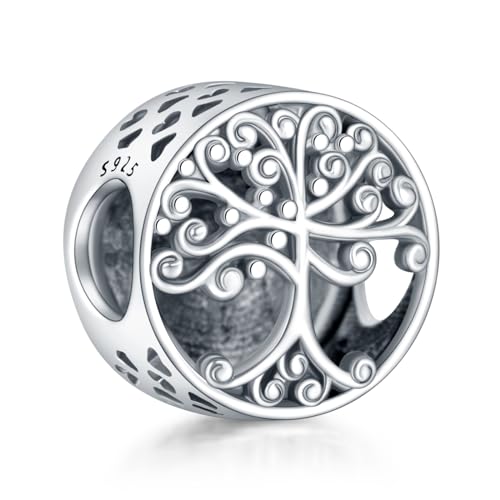 Simphman Family Tree Charm for Bracelets and Necklaces Bead Charms with Cubic Zirconia Jewelry Gifts for Women Family Friends