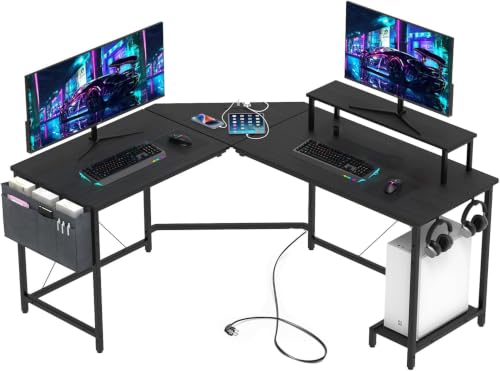 Mesa Gaming, Escritorio de Esquina Gaming, Mesa de Ordenador en Forma L