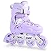 MGYZM Pattini in Linea per Bambini per Ragazze, Misura Regolabile, Stabile Telaio in Alluminio e Scarpa Resistente agli urti | Pattini a Rotelle per Interni ed Esterni, Viola (M)