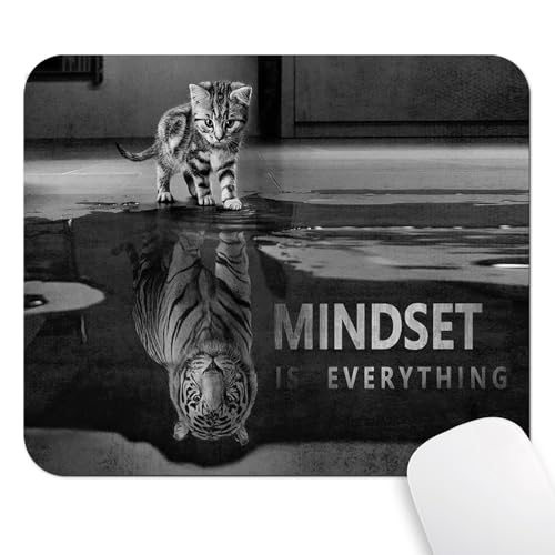 Mindset Inspirational Quote Mouse Pad with Cat Reflection