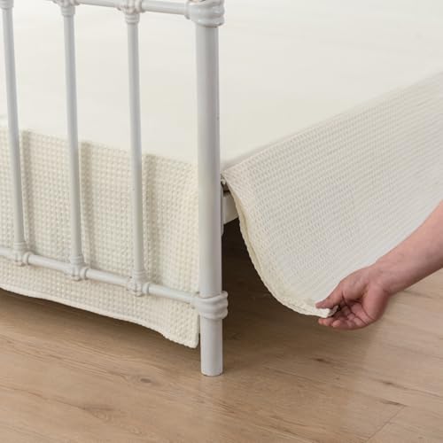 xuan dian Queen Bed Skirt, Pleated Waffle Weave Bed Skirt