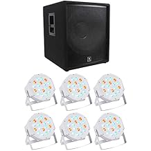 Audiosavings Bundle 1 JBL Pro JRX218S 1,400 Watt 18" Passive Subwoofer DJ Sub Bundle with 6 Rockville RockPAR50 LED RGB Compact Par Can DJ/Club/Stage DMX Wash Light 9 Items