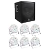 Audiosavings Bundle: (1) JBL Pro JRX218S 1,400 Watt 18 Passive Subwoofer DJ Sub Bundle with (6) Rockville RockPAR50 LED RGB Compact Par Can DJ/Club/Stage DMX Wash Light (9 Items)