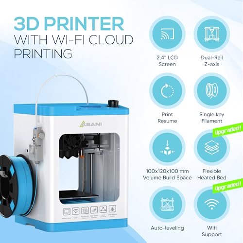 Image of Fully Assembled Mini 3D Printer for Kids and Beginners, Complete Starter Kit, Auto Leveling 3D Printing Machine, PLA Filament, SD Card, WiFi, MAC Windows Linux (Blue (Upgraded Tina2 Plus Version))