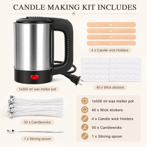 Candle Making Supplies with Electric Wax Melting Pot by YUEONEWIN - Used condition - Image 2