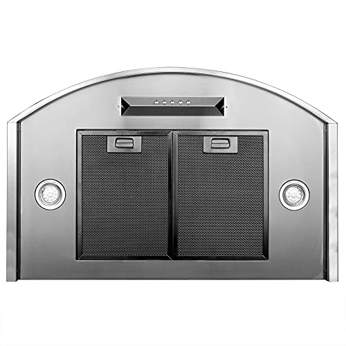 Akdy 30 In. 343 Cfm Convertible Wall Mount Range Hood Push Button And Led Lights In Black Stainless Steel #TOP5