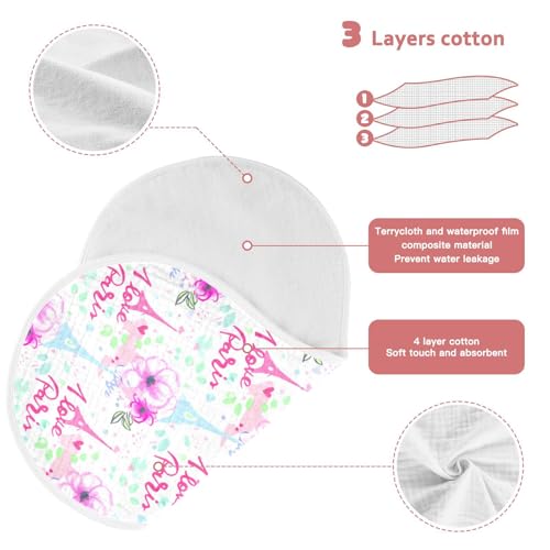 Flower Paris Love Baby Burp Cloths Baby Bibs Burp Clothes Cotton Burping Cloths for Babies Burp Cloth Curved Absorbent Washcloths for 22x11IN Baby Boy Girl Essentials,2 Pack4