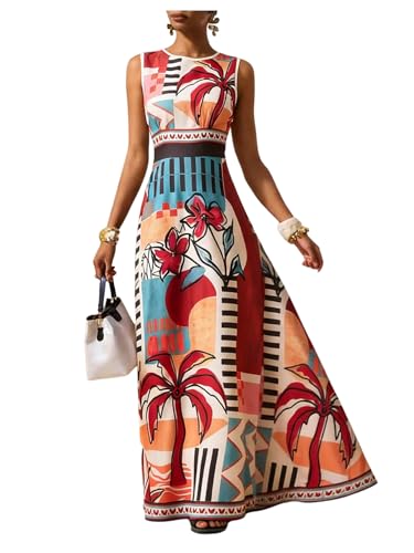GORGLITTER Women's Maxi Mexican Dress Floral Boho Wedding Guest Long Dress