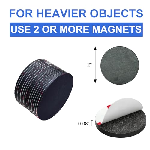 Image of Towjug Self-Adhesive Magnets 30pcs (2 inch x 0.08 inch) - 50MM Sticky Magnetic Dots for Classroom Projects, Fridge Organization & Crafting Fun