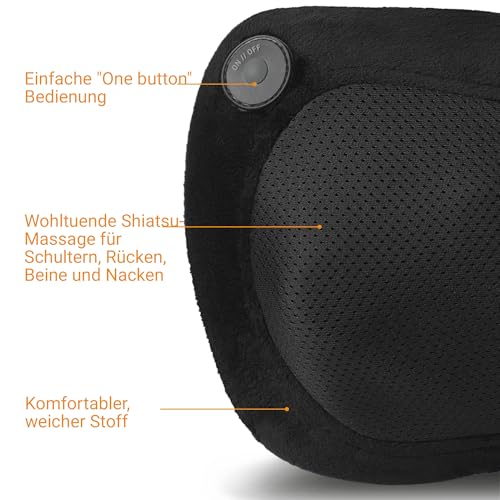 Foto von medisana MC 200 Shiatsu-Massagekissen mit Wärmefunktion, 4 rotierende Massageköpfe, Rotlichtfunktion für Nacken, Schulter, Rücken und Beine