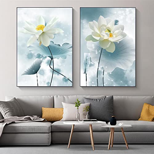 Affiche piscine moderne et lotus décoration murale zen pour grand salon lumineux