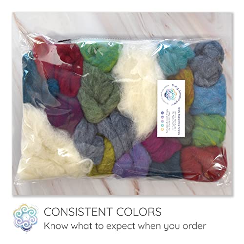 100% Wool - Assorted Wool Roving For Needle Felting, Wet Felting, Felt Painting, Spinning And Blending #TOP1