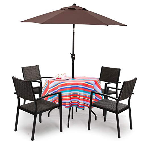 Eternal Beauty 60” Round Outdoor Tablecloth Water-Resistant Tablecloth With Zipper Umbrella Hole For Outdoor Dining Table Cover, Red Stripe #TOP5