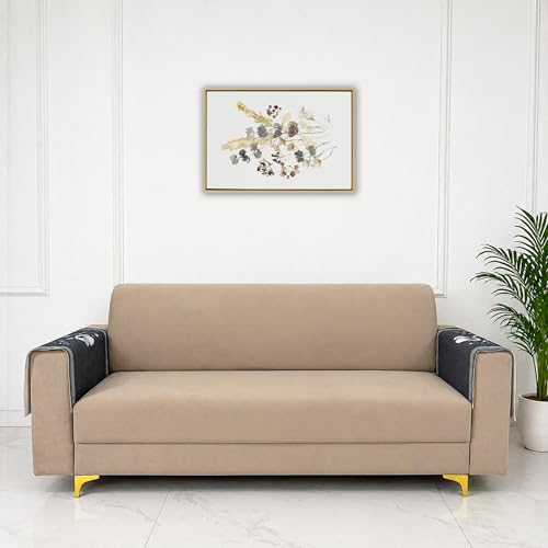 Image of Homerz Premium Waterproof Jasmine Joe Sofa Seat Cover - Floral Printed Sofa Protector | Non-Slip, Washable & Durable Sofa Protector (Grey, 1 Pair Armrest)