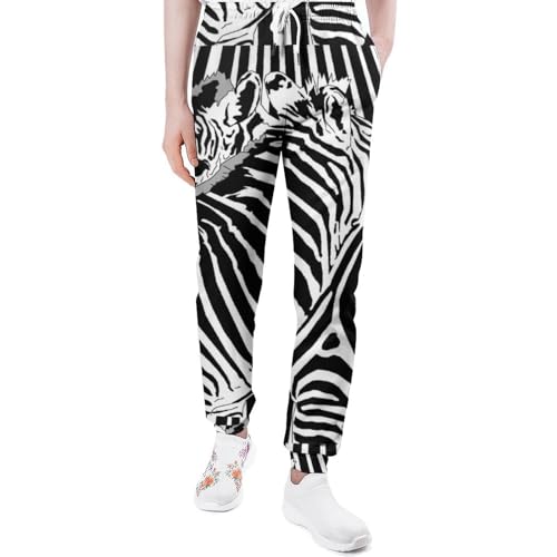 Ufuson Pantaloni della tuta da uomo casual a righe zebrate con fondo elastico pantaloni da jogging pantaloni da salotto con tasche allenamento corsa, Stile:, 31-35
