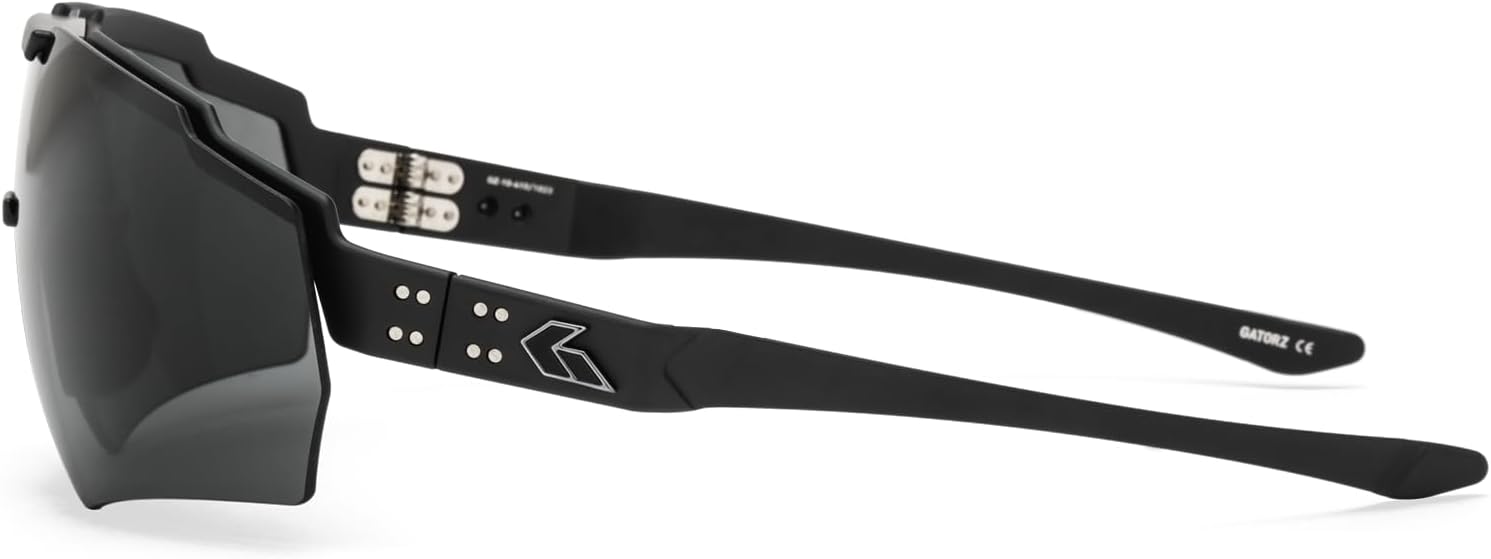 Gatorz Blastshield Sunglass, Black Cerakote Frame, Silver Logo, Smoke Lens - Made in the USA - GZ-10-430