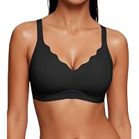 As Fairy Women's Wireless Jelly Push Up Scalloped Bra (Black)