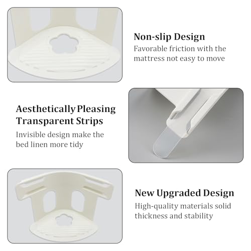 Bed Sheet Holders for Bedding with Lock Strips - New Bed Fitted Sheet Clips Grippers, Removable Heavy Duty Mattress Corner Clip Anti Slip Design, Easy to Use With Fits Most Sheet Sizes (4,Grey)