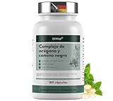 EXVital® Complejo de Aceite de Orégano y Comino Negro, 180 cápsulas veganas, 100 mg de aceite de orégano y 1000 mg de aceite de comino negro al día, 80% de carvacrol, alta dosis y sin aditivos