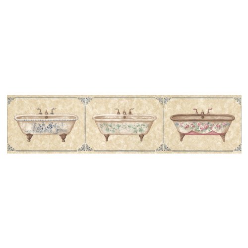 Imperial 6-3/4 Marble Victorian Bathtubs Prepasted Wallpaper Border #TOP26