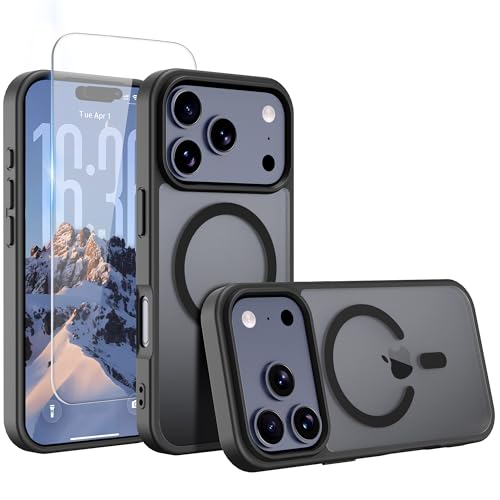 EUMADOVE iPhone 17 Pro Max Case, with Screen Protector X1, [Compatible with MagSafe], Lightweight Phone Case, Smooth Matte Finish (Black, iPhone 17 Pro Max)