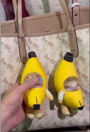 Miniatura 3 de Gato de plátano de 7 pulgadas, peluche de gato de plátano, gato de plátano llorando, divertido llavero con sonido para niños y adultos