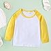 Toddler Long Sleeve Color Block T-Shirts Cotton Crewneck Tees Soft Undershirt Shirt Top for Baby (Yellow, 5-6 Years)