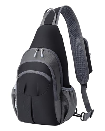 AGPTEK Lightweight Sling Bag, Small Crossbody Daypack with Water Bottle Holder, Compact EDC Chest
